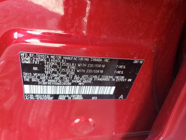 Photo 10 from auction – 2016 TOYOTA RAV4 LIMIT with VIN 2T3DFREVXGW526098