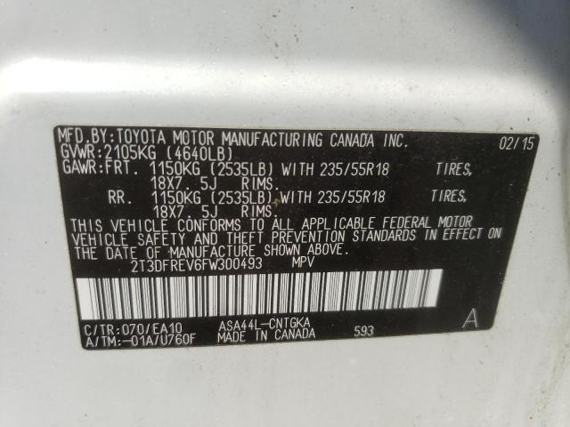 Photo 10 from auction – 2015 TOYOTA RAV4 LIMIT with VIN 2T3DFREV6FW300493