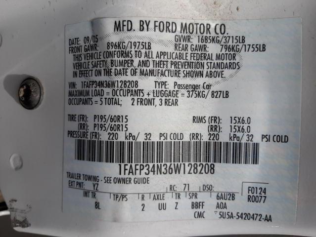 Photo 10 from auction – 2006 FORD FOCUS ZX4 with VIN 1FAFP34N36W128208