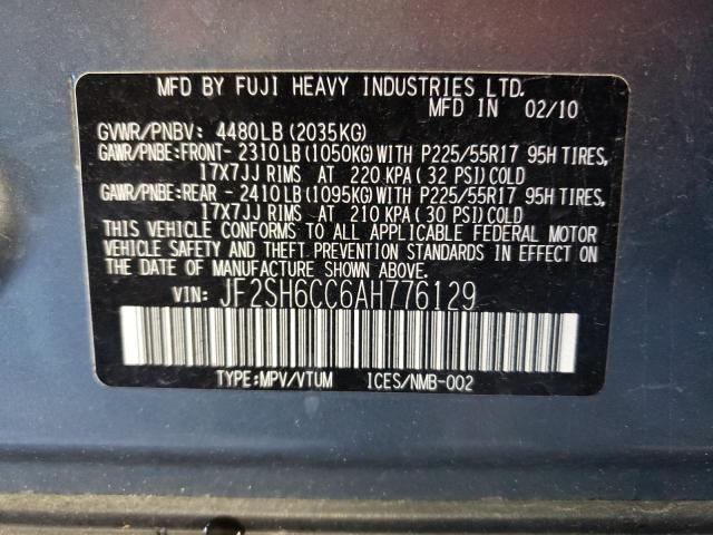 Photo 10 from auction – 2010 SUBARU FORESTER 2 with VIN JF2SH6CC6AH776129