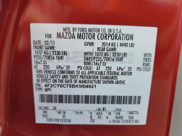 Photo 10 from auction – 2011 MAZDA TRIBUTE I with VIN 4F2CY0C75BKM04921