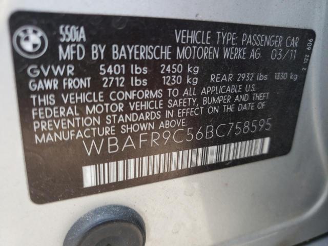 Photo 10 from auction – 2011 BMW 550 I with VIN WBAFR9C56BC758595