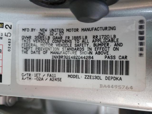 Photo 10 from auction – 2008 TOYOTA COROLLA CE with VIN 1NXBR32E48Z044284