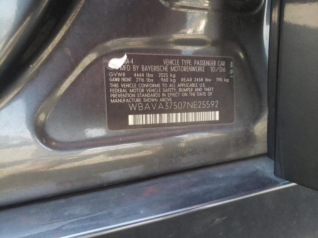 Photo 10 from auction – 2007 BMW 328 I with VIN WBAVA37507NE25592