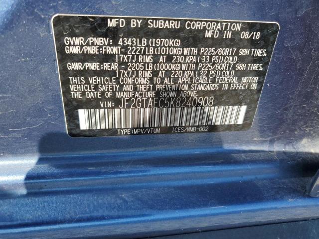 Photo 10 from auction – 2019 SUBARU CROSSTREK with VIN JF2GTAEC5K8240908