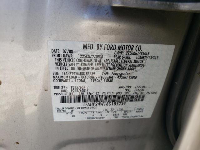 Photo 10 from auction – 2008 FORD TAURUS SEL with VIN 1FAHP24W18G185239
