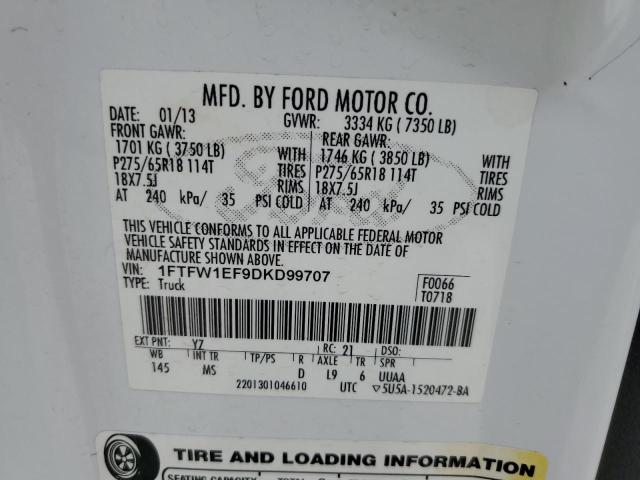Photo 10 from auction – 2013 FORD F150 SUPER with VIN 1FTFW1EF9DKD99707