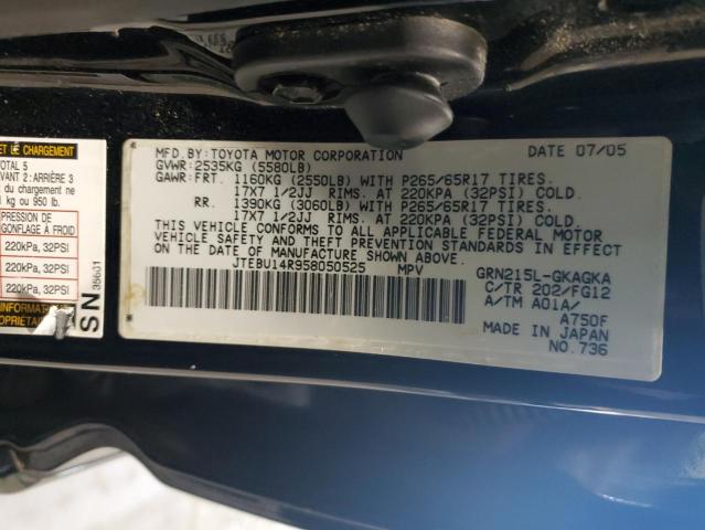 Photo 10 from auction – 2005 TOYOTA 4RUNNER SR with VIN JTEBU14R958050525