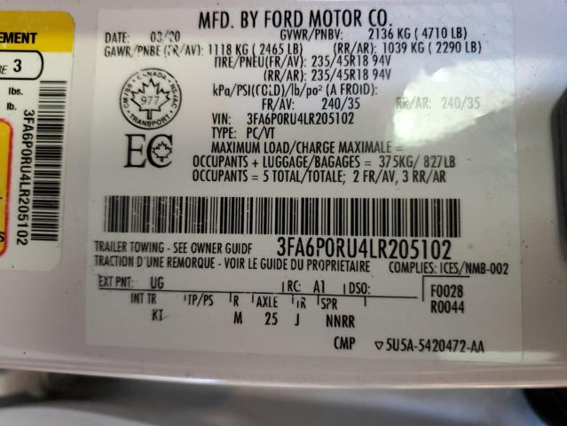 Photo 10 from auction – 2020 FORD FUSION TIT with VIN 3FA6P0RU4LR205102