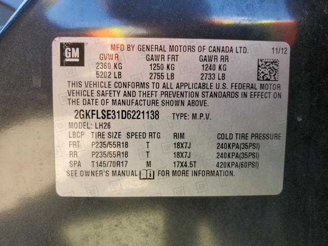 Photo 10 from auction – 2013 GMC TERRAIN SL with VIN 2GKFLSE31D6221138