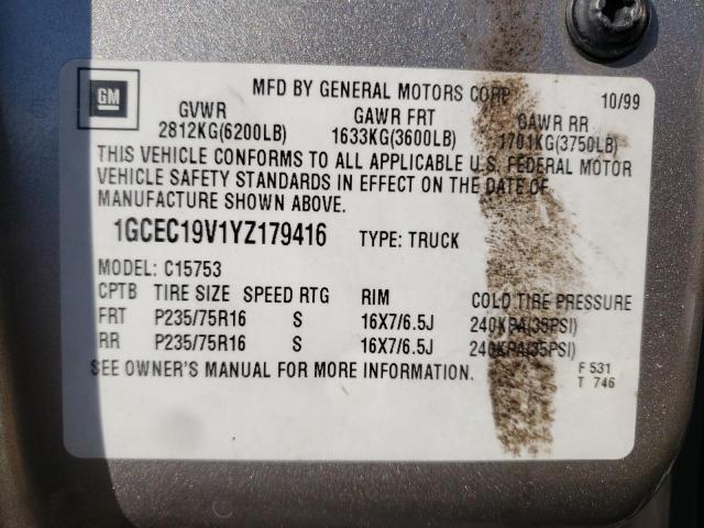 Photo 10 from auction – 2000 CHEVROLET SILVERADO with VIN 1GCEC19V1YZ179416