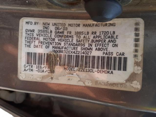 Photo 10 from auction – 2004 TOYOTA COROLLA with VIN 1NXBR32EX4Z214027