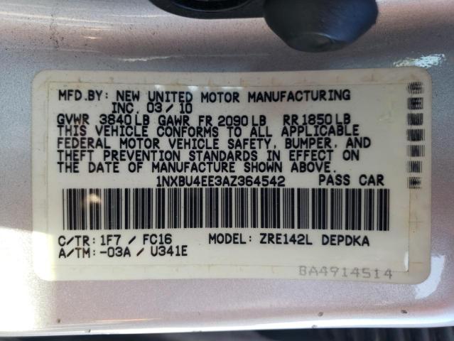 Photo 10 from auction – 2010 TOYOTA COROLLA BA with VIN 1NXBU4EE3AZ364542