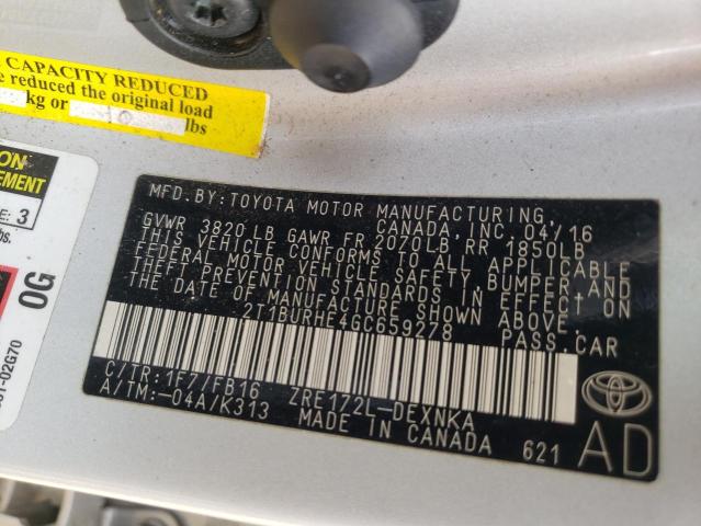 Photo 10 from auction – 2016 TOYOTA COROLLA L with VIN 2T1BURHE4GC659278