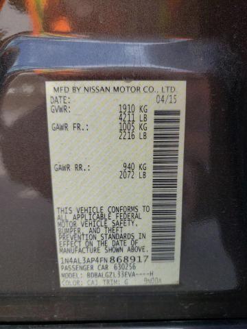 Photo 10 from auction – 2015 NISSAN ALTIMA 2.5 with VIN 1N4AL3AP4FN868917