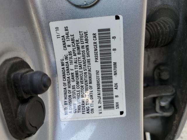Photo 10 from auction – 2011 HONDA CIVIC EX with VIN 2HGFA1F80BH531192