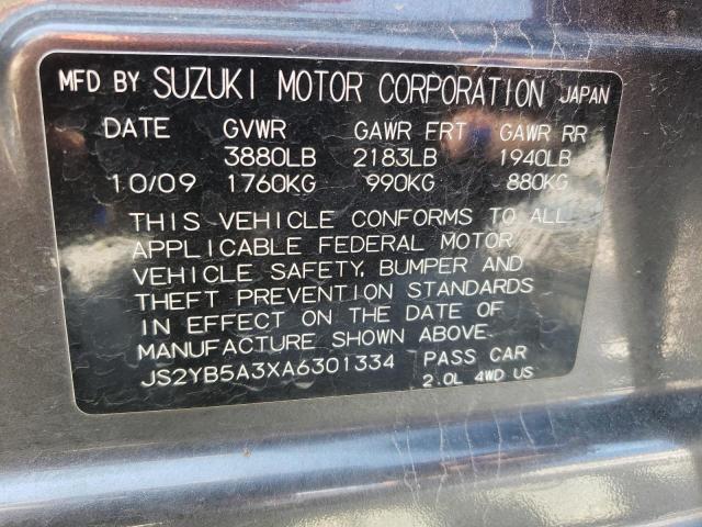Photo 10 from auction – 2010 SUZUKI SX4 with VIN JS2YB5A3XA6301334