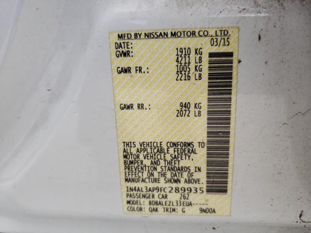 Photo 10 from auction – 2015 NISSAN ALTIMA 2.5 with VIN 1N4AL3AP9FC289935