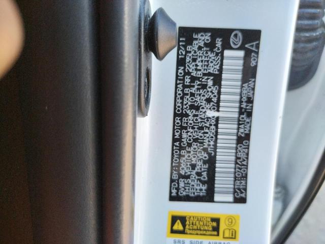 Photo 10 from auction – 2012 LEXUS CT 200 with VIN JTHKD5BHXC2074045