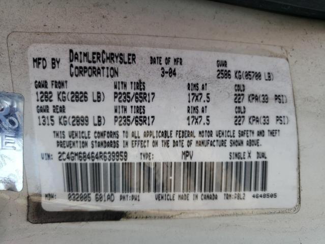 Photo 10 from auction – 2004 CHRYSLER PACIFICA with VIN 2C4GM68464R639959