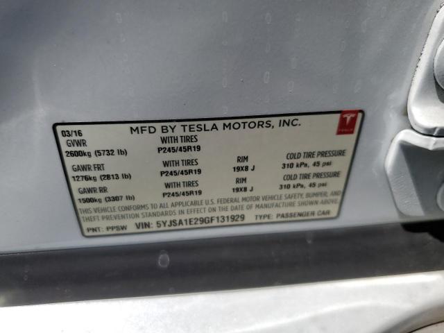 Photo 10 from auction – 2016 TESLA MODEL S with VIN 5YJSA1E29GF131929