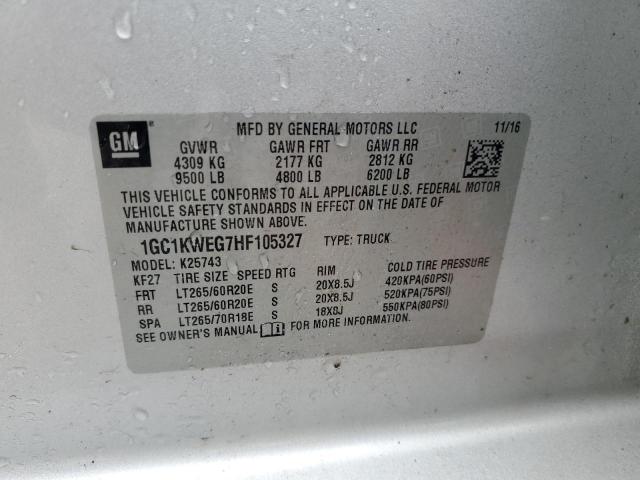 Photo 10 from auction – 2017 CHEVROLET SILVERADO with VIN 1GC1KWEG7HF105327