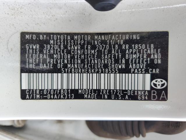 Photo 10 from auction – 2019 TOYOTA COROLLA L with VIN 5YFBURHE6KP918555