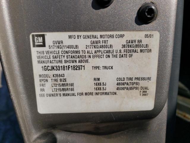 Photo 10 from auction – 2001 CHEVROLET SILVERADO with VIN 1GCJK33181F182971
