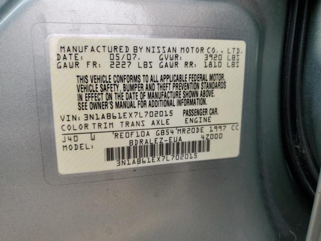Photo 10 from auction – 2007 NISSAN SENTRA 2.0 with VIN 3N1AB61EX7L702015
