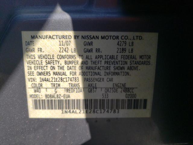 Photo 10 from auction – 2008 NISSAN ALTIMA with VIN 1N4AL21E28C174783