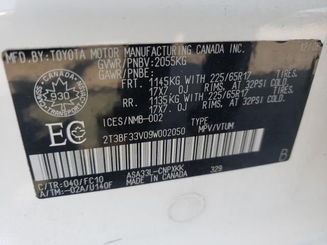 Photo 10 from auction – 2009 TOYOTA RAV4 with VIN 2T3BF33V09W002050