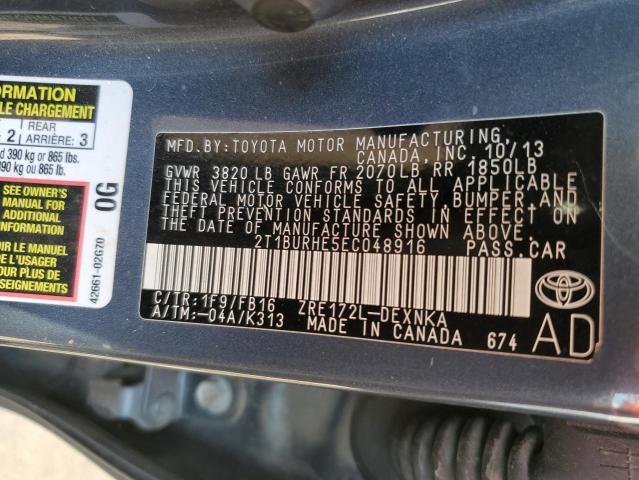 Photo 10 from auction – 2014 TOYOTA COROLLA L with VIN 2T1BURHE5EC048916
