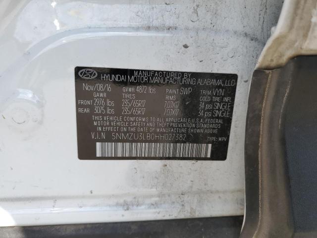 Photo 10 from auction – 2017 HYUNDAI SANTA FE S with VIN 5NMZU3LB0HH027382