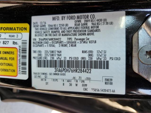 Photo 10 from auction – 2017 FORD FUSION SE with VIN 3FA6P0H76HR284422