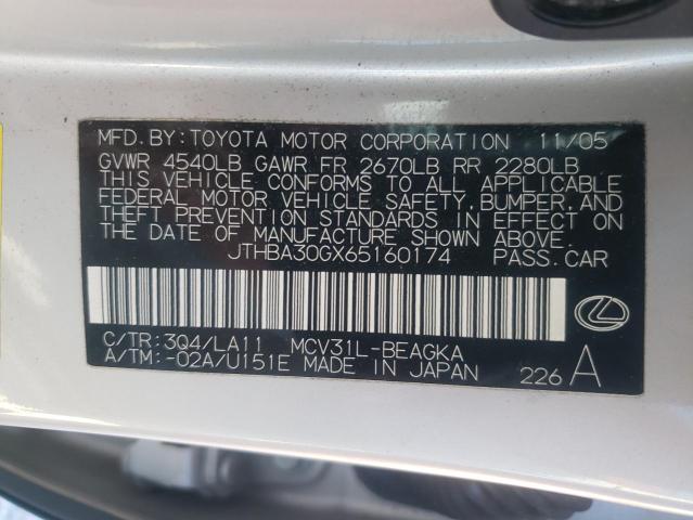 Photo 10 from auction – 2006 LEXUS ES 330 with VIN JTHBA30GX65160174