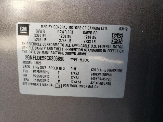 Zdjęcie 10 z aukcji – 2012 CHEVROLET EQUINOX LT z VIN 2GNFLDE59C6306890