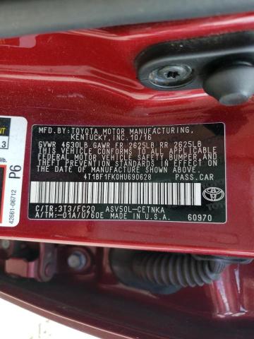 Photo 10 from auction – 2017 TOYOTA CAMRY LE with VIN 4T1BF1FK0HU690628