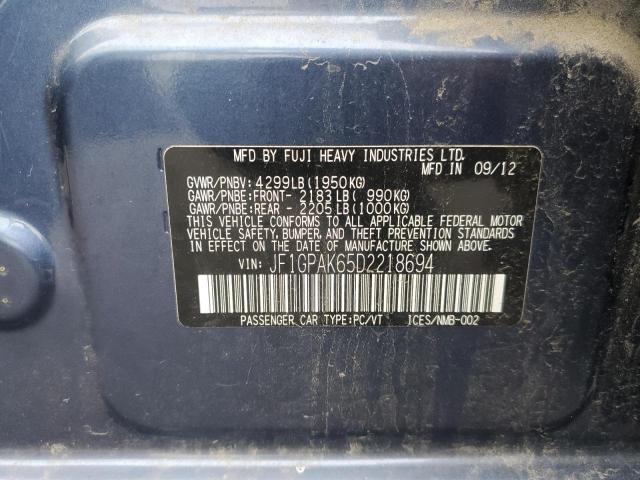 Photo 10 from auction – 2013 SUBARU IMPREZA LI with VIN JF1GPAK65D2218694