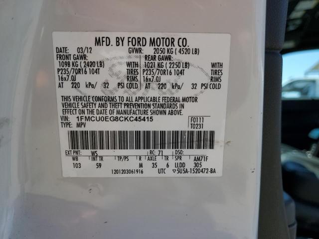 Photo 10 from auction – 2012 FORD ESCAPE LIM with VIN 1FMCU0EG8CKC45415