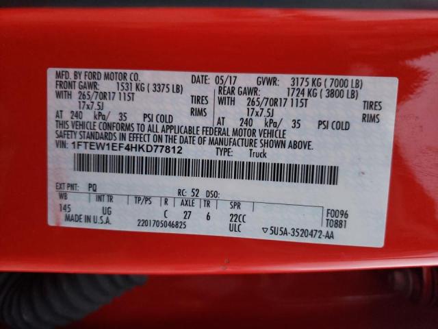 Photo 10 from auction – 2017 FORD F150 SUPER with VIN 1FTEW1EF4HKD77812