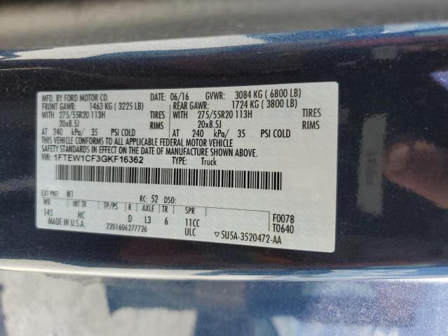 Photo 10 from auction – 2016 FORD F150 SUPER with VIN 1FTEW1CF3GKF16362
