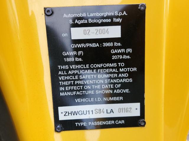 Photo 10 from auction – 2004 LAMBORGHINI GALLARDO with VIN ZHWGU11SB4LA01162