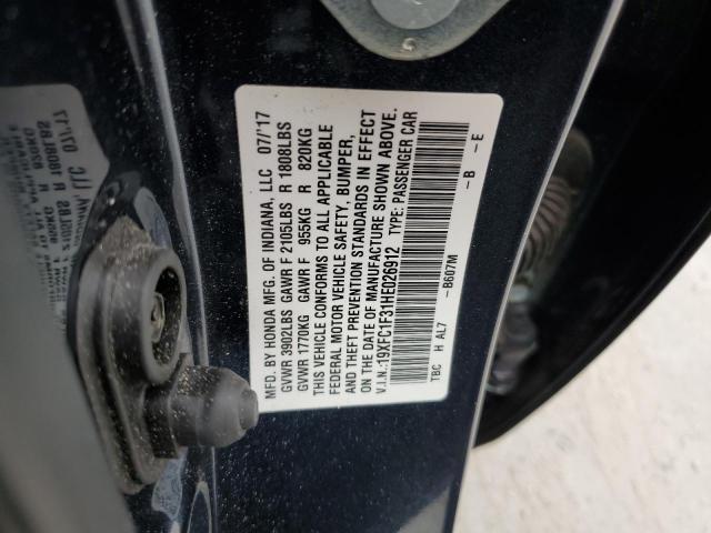 Photo 10 from auction – 2017 HONDA CIVIC EX with VIN 19XFC1F31HE026912