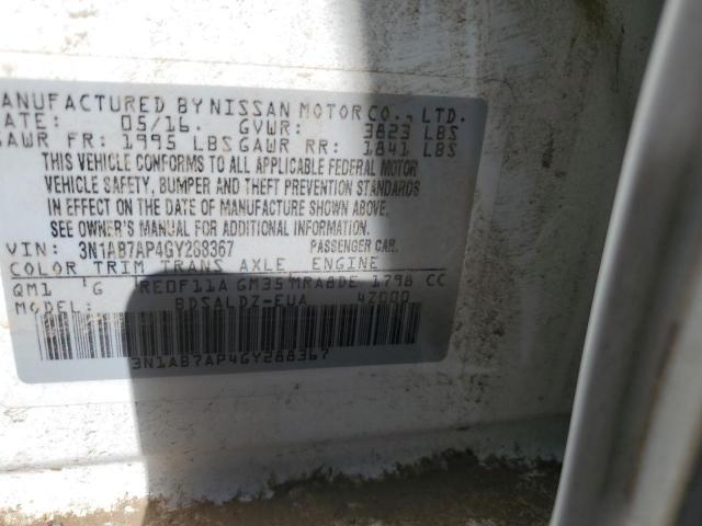 Photo 10 from auction – 2016 NISSAN SENTRA S with VIN 3N1AB7AP4GY288367