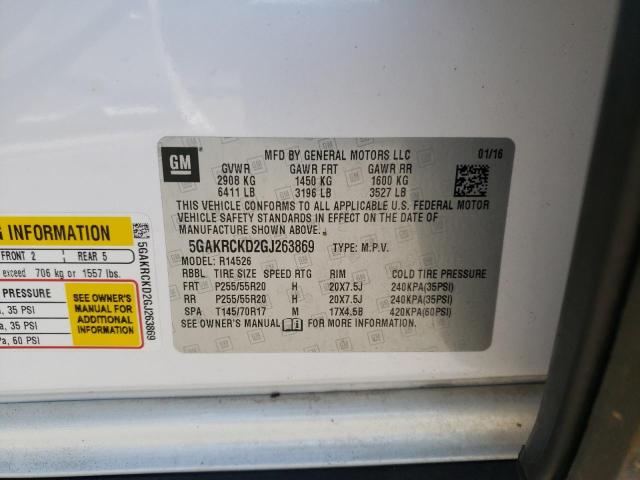 Photo 10 from auction – 2016 BUICK ENCLAVE with VIN 5GAKRCKD2GJ263869