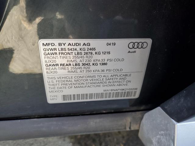 Photo 10 from auction – 2019 AUDI Q5 PREMIUM with VIN WA1BNAFY9K2103206