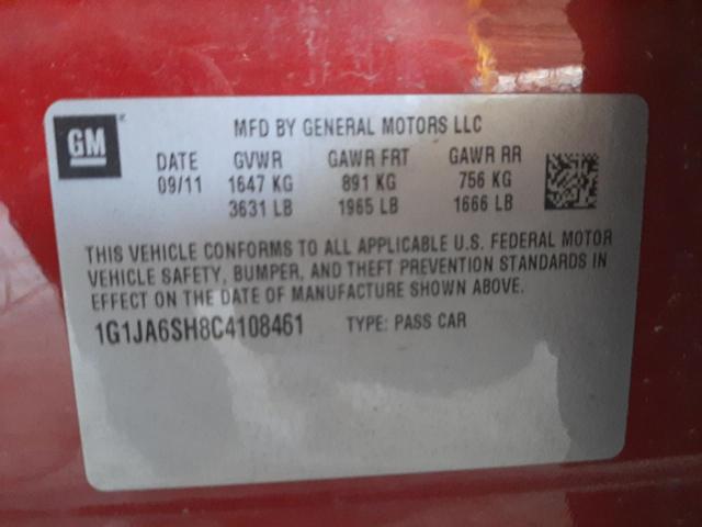 Photo 10 from auction – 2012 CHEVROLET SONIC LS with VIN 1G1JA6SH8C4108461