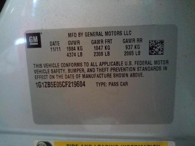 Photo 10 from auction – 2012 CHEVROLET MALIBU LS with VIN 1G1ZB5E05CF219604