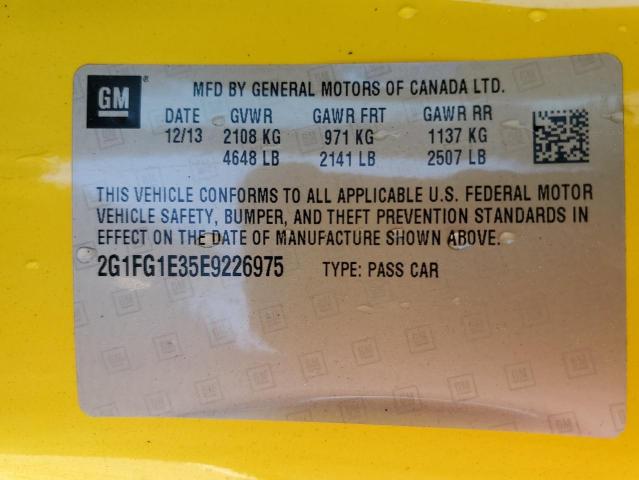Photo 10 from auction – 2014 CHEVROLET CAMARO LT with VIN 2G1FG1E35E9226975