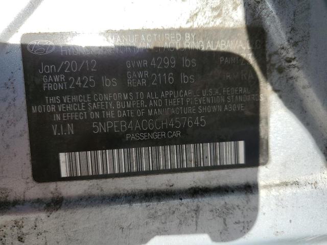 Photo 10 from auction – 2012 HYUNDAI SONATA GLS with VIN 5NPEB4AC6CH457645